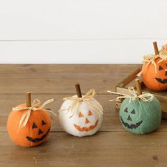 Fabric Jack O Lantern In Crate Set of 9