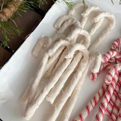 Fabric Wrapped Candy Cane Set of 5 Cream