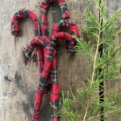Fabric Wrapped Candy Cane Set of 5