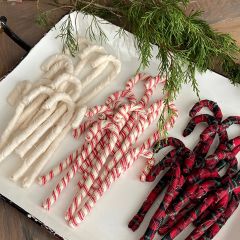 Fabric Wrapped Candy Cane Set of 5