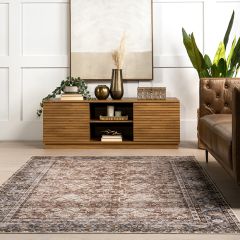 Faded Floral Machine Washable Area Rug