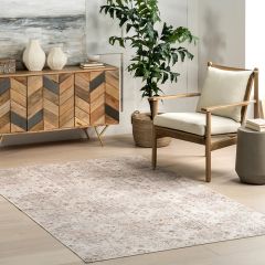 Faded Medallion Machine Washable Area Rug