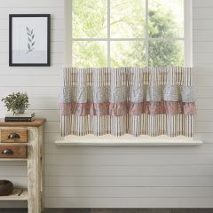 Fairytale Cottage Ruffled Ticking Stripe Tier Curtain Set of 2 24 Inch