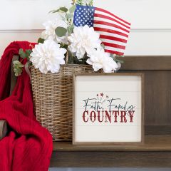 Faith Family Country White Framed Sign