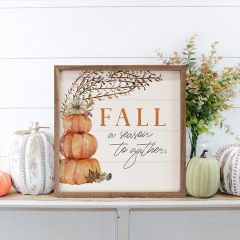 Fall A Season To Gather Pumpkins White Framed Sign