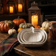 Fall Farmhouse Nesting Pumpkin Plate Set of 3