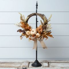 Fall Foliage Twig Wreath With Bow