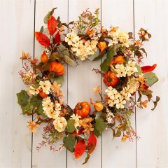 Fall Foliage Wreath With Pumpkins