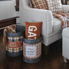 Fall Harvest Galvanized Bucket Set of 2