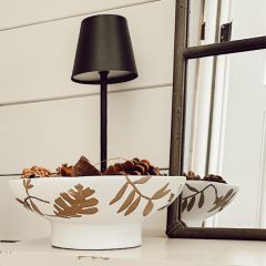 Fall Leaves Ceramic Footed Bowl