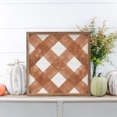 Fall Plaid Diagonal Orange Framed Wall Art