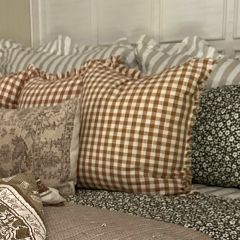 Fall Plaid Fringed Accent Pillow