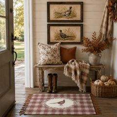 Fall Plaid Pheasant Rug With Tassels
