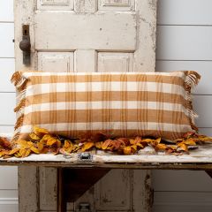 Fall Plaid Tasseled Lumbar Pillow