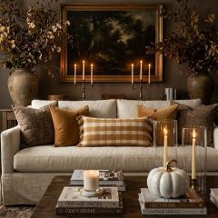 Fall Plaid Tasseled Lumbar Pillow