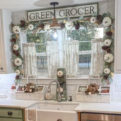 Fall White Pumpkins and Pinecones Garland