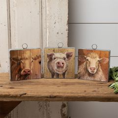 Farm Animal Metal Table Sitter Set of 3