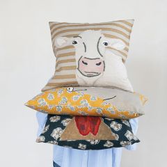 Farm Animal Print Embroidered Accent Pillow Collection