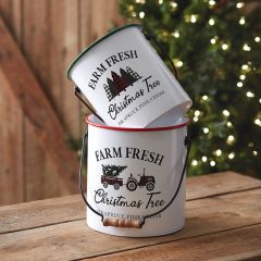 Farm Fresh Christmas Tree Decorative Bucket Set of 2