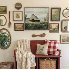 Farm House Barn 2 Fence By Nina Blue Framed Wall Decor