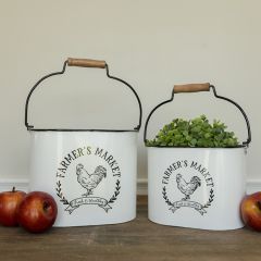 Farmers Market Rooster Bucket Set of 2
