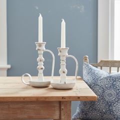 Farmhouse Accents Distressed Handled Taper Holder Set of 2
