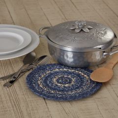 Farmhouse Blues Braided Jute Trivet Set of 4