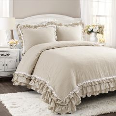 Farmhouse Charms Ruffle Lace 3 Piece Comforter Set