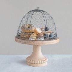 Farmhouse Chic Pedestal Cloche Display Set of 2