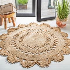 Farmhouse Chic Round Jute Area Rug