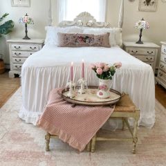 Farmhouse Chic Ruffle Lace 3 Piece Bedspread Set
