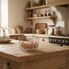 Farmhouse Chic Whitewash Egg Basket