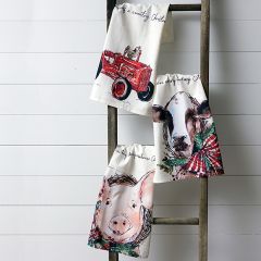 Farmhouse Christmas Tea Towels, Set of 3