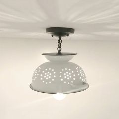 Farmhouse Enamel Colander Pendant Light