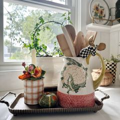 Farmhouse Fall Plaid Metal Bucket