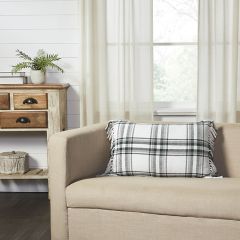 Farmhouse Holiday Fringed Plaid Accent Pillow