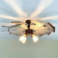 Farmhouse Metal Windmill Flush Mount Light