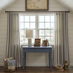 Farmhouse Navy Striped Cotton Blend Curtain Panel Set of 2