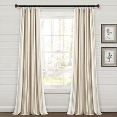 Farmhouse Neutral Striped Cotton Blend Curtain Panel Set of 2
