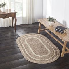 Farmhouse Neutrals Oval Braided Jute Area Rug With Pad