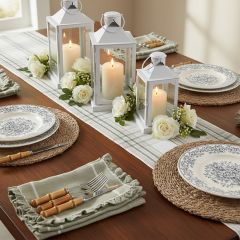 Farmhouse Neutrals Woven Plaid Table Runner