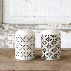 Farmhouse Pattern Ceramic Salt and Pepper Shakers