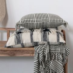 Farmhouse Stripe With Fringe Lumbar Pillow