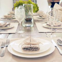 Farmhouse Ticking Stripe Napkins Neutral Set of 4
