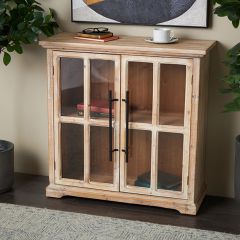 Farmhouse Wood With Glass Cabinet