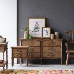 Faux Bamboo 6 Drawer Dresser