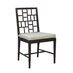Faux Bamboo Dining Chair With Removable Cushion