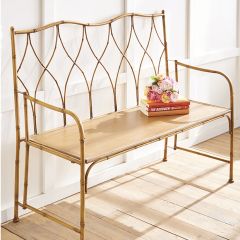 Faux Bamboo Gold Metal Bench