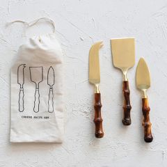 Faux Bamboo Handle Charcuterie Knife Set of 3