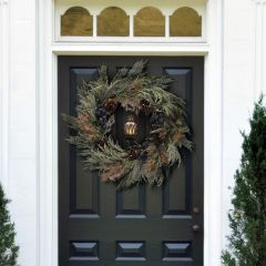 Faux Blueberries and Pinecones Winter Wreath